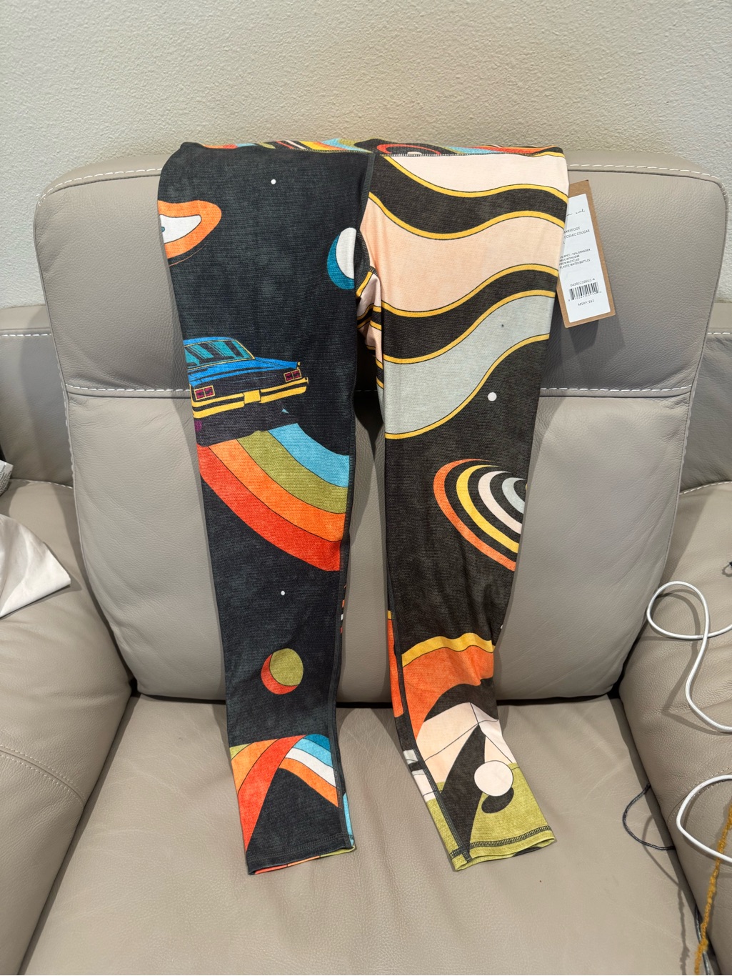 New With Tags Niyama Sol Cosmic Cougar Multicolor Retro Space-Print Leggings